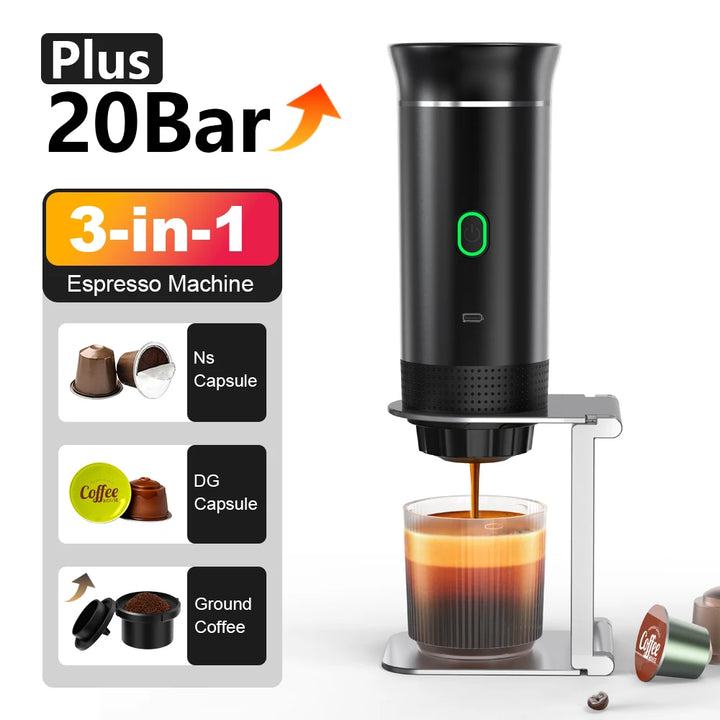Cafetera Espresso Portátil Eléctrica Inalámbrica para Coche, Casa y Camping