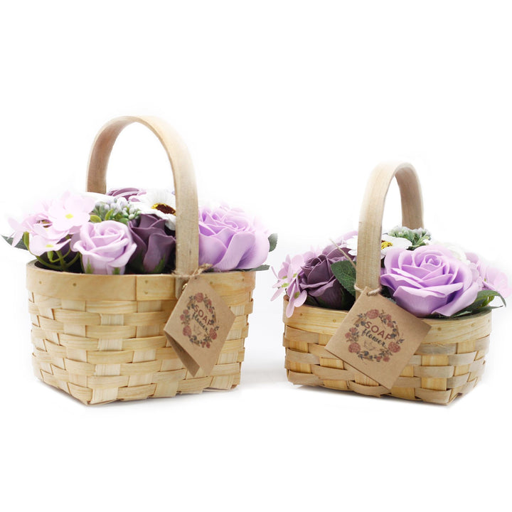 Ramo  en canasta de mimbre - lilas med