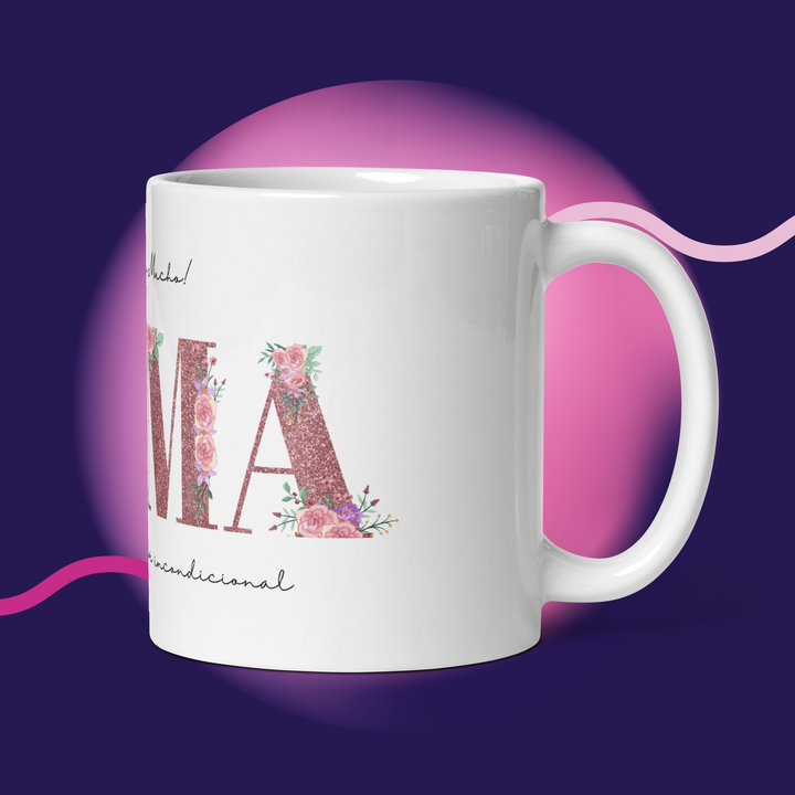Taza blanca brillante